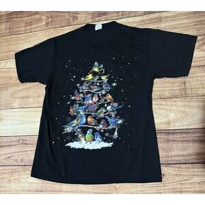 Birds Christmas Tree Graphic T-Shirt Unisex T-shirt Size Large L